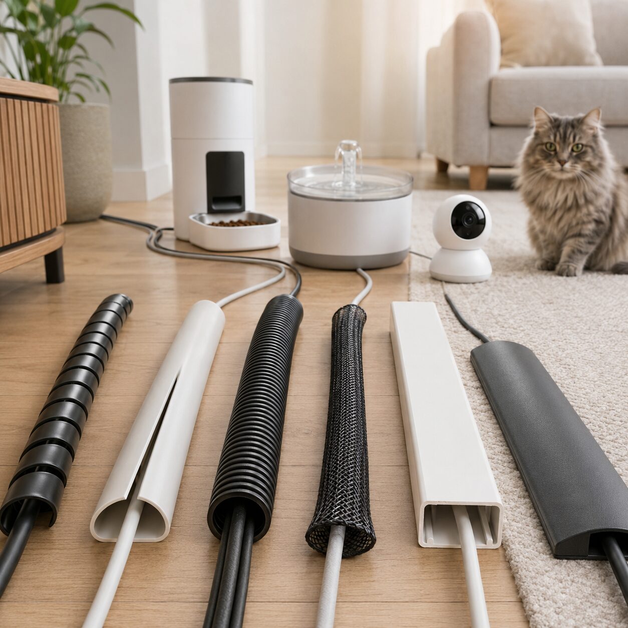 猫のいる家庭向けペット用コードカバーの選び方｜形状・内径・素材を確認する配線保護用品入門