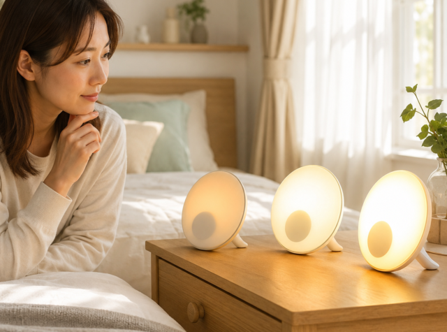 明るさの異なる光目覚まし時計