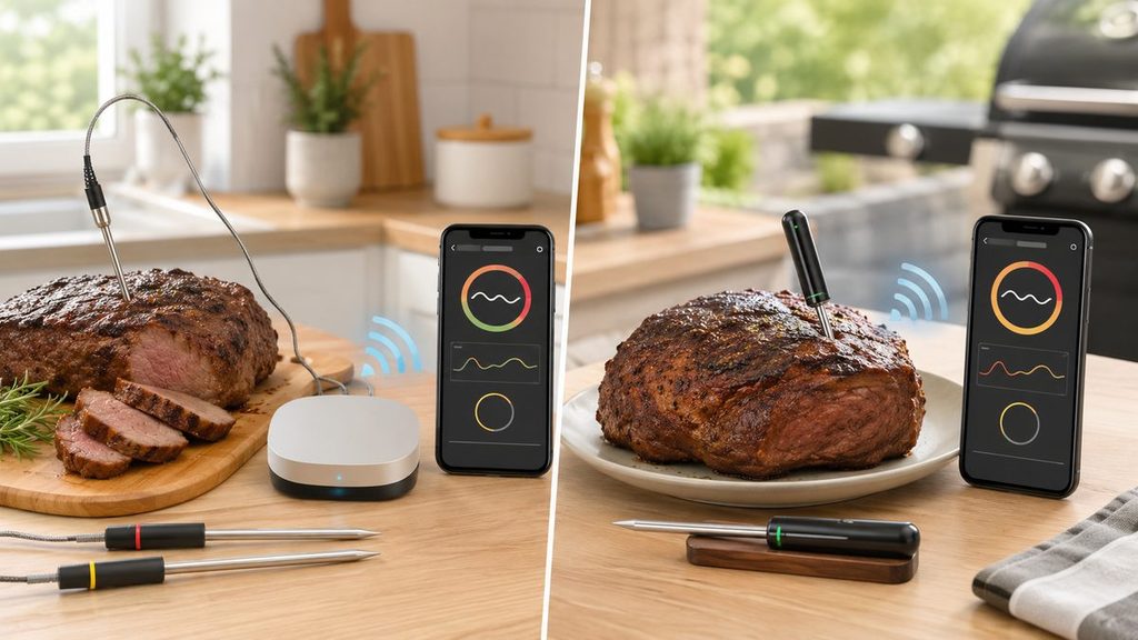 プローブ式温度計とスマートフォンの比較