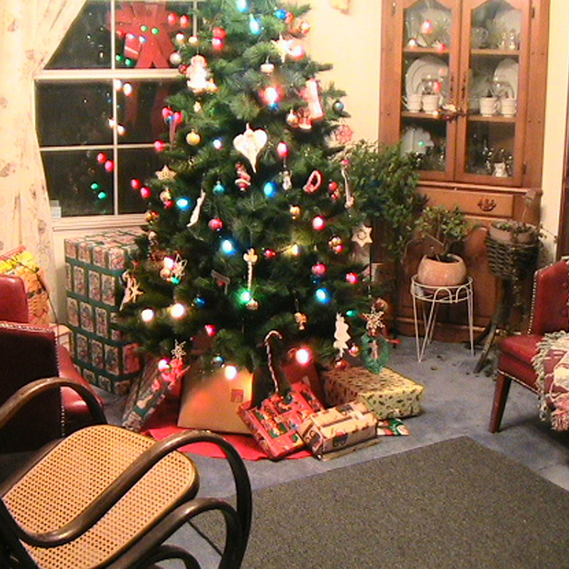一般家庭の室内に飾ったクリスマスツリー